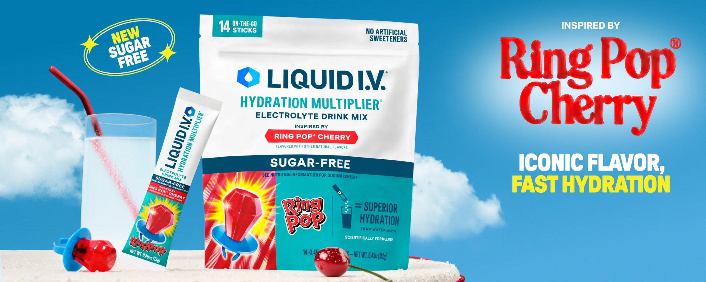 Ring Pop® Cherry Hydration Multiplier® Sugar-Free - Cherry Sip